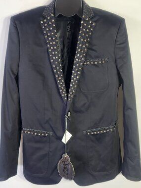 NWT Key Closet Swarovski Crystallized Studded Single Breasted Blazer – Size 44